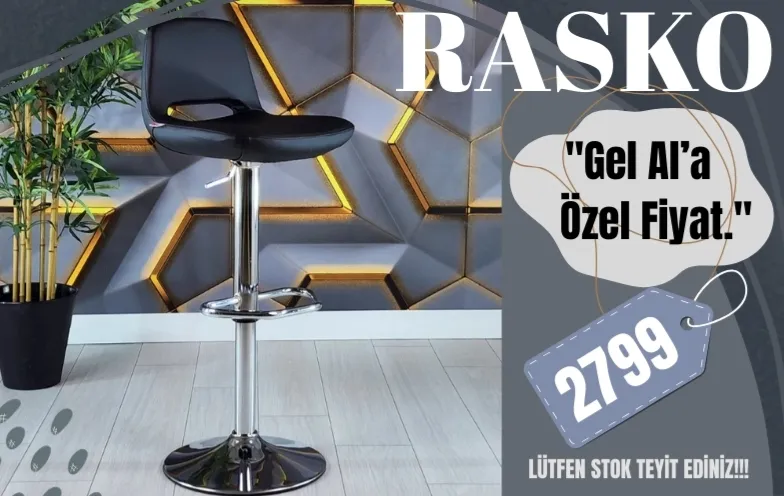 Rasko Bar Sandalyesi (Siyah Deri)