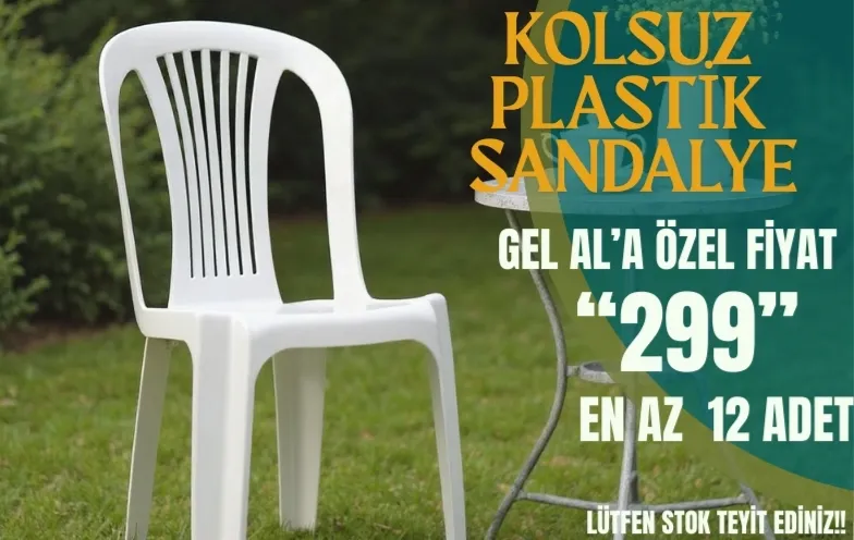 Kolsuz Plastik Sandalye Beyaz