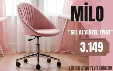 Milo Krom Ayaklı Çalışma Koltuğu (Pembe Kumaş)