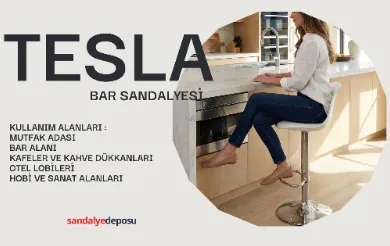 Tesla Krom Ayaklı Bar Sandalyesi (Beyaz Sırt Beyaz Minder)